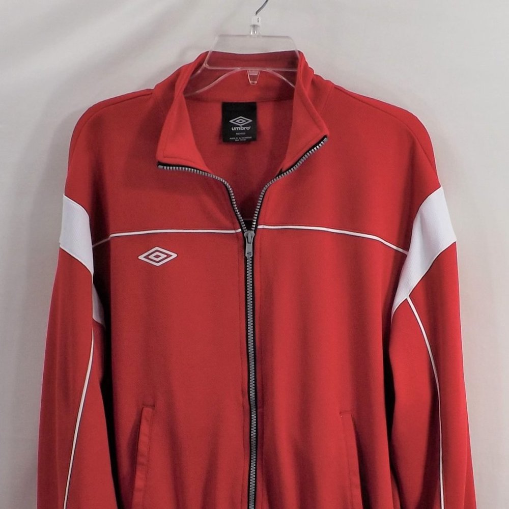 NWOT Umbro Mens Red & White Zip Up Varsity Sport Jacket M - Picture 7 of 14
